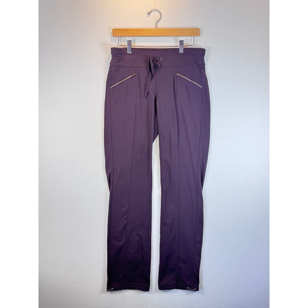 Athleta Women S Purple Wide Leg Yoga Pants Zip Pockets Drawstring Stretch